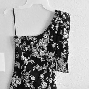 Black and white one armed mini dress